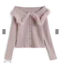 GRL ファーオフショルダーニットトップス