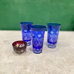 切子 グラス 昭和レトロ 赤切子 セット インテリア キッチン 冷酒グラス