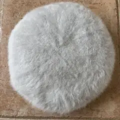 アンゴラ混グレー ファー ベレー帽