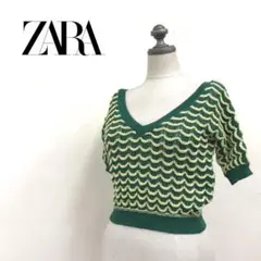 S1319-O-N◆タグ付き美品◆ZARA ザラ クロップドニットセーター