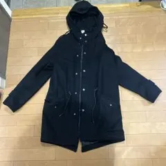 ブラック フード付きモッズコート M