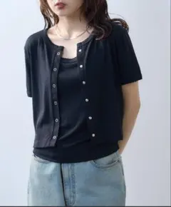 新品タグ付き【willow】アイレット半袖スナップカーデキャミセットのサムネイル