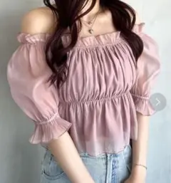 Heather フリルオフショルブラウス