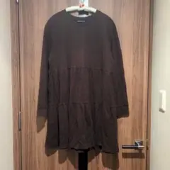 ZARA ブラウン 長袖ミニワンピース M