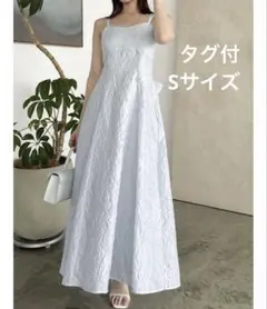 dazzlin バックリボンジャガードキャミワンピース　ブルー　S