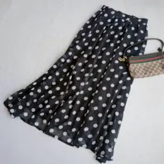 GRL◇ロングスカート ポルカドット 水玉 シアー素材 Ｍ【k6157n】
