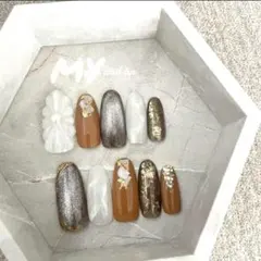 【No.99】現品　成人式　ぷっくりフラワー　お花　ネイルチップ