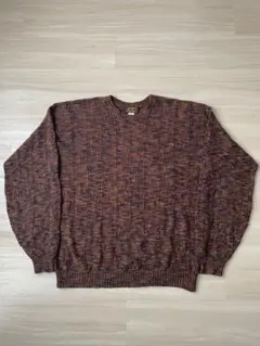 80s 黒タグ エディーバウアー USA製 コットンニット メランジ ビンテージ