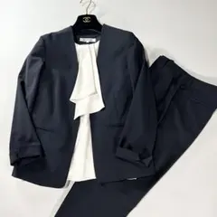 ナノユニバース ノーカラージャケット セットアップ フリー 洗える