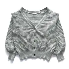 LOWRYS FARM｜もちもちニットアイレットカーディガン グレー 春服