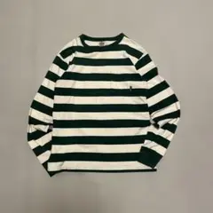 CUT-RATE カットレイト　長袖Tシャツ ボーダー　グリーン　M バイカーのサムネイル