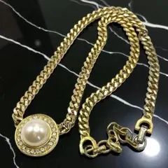 ✨極美品✨クリスチャンディオール パール ラインストーン チェーンネックレス