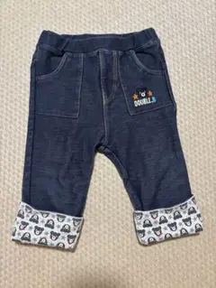 ミキハウス ダブルB デニム風パンツ 80cm 折り返し柄が可愛い！