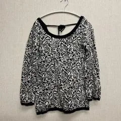 CECIL McBEE ローズ柄 ニット 長袖 ブラック