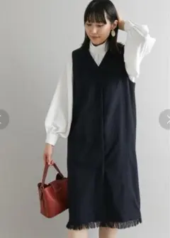 Te chichi CLASSICツイード2WAYロングジレ ネイビー　テチチ