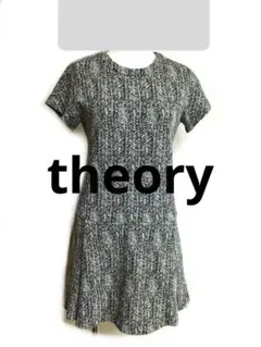 theory 冬物半袖白黒ワンピース セオリー M