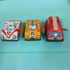 ブリキ製 ゼンマイ式 ミニカー 3台セット レトロ