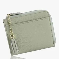 本革 L字ファスナー財布(ライトグリーン)
