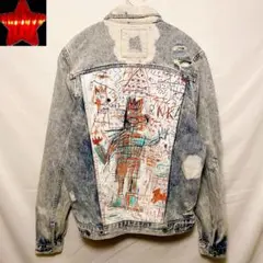 ZARA デニムジャケット Gジャン バスキア コラボ アート レア S