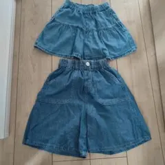 デニム　 120cm　女の子　ポケット付き　ショートパンツ　5分丈　ズボン