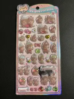 正規品 モンチッチ うるちゅる ポップシール ピンク シール ぷっくり 立体