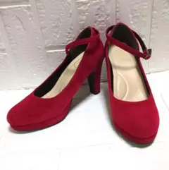 スエードハイヒール レッド