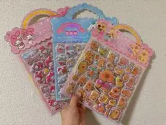 シール3枚セット 1セットは二枚付き　全部で6枚 可愛い ぷくぷくシール