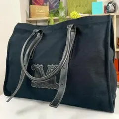未着用 Max Mara レザー キャンバス ロゴ トートバッグのサムネイル