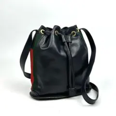 美品■グッチ ドローストリング シェリーライン ショルダーバッグ ゴールド金具