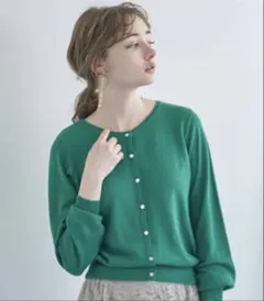 earth music&ecology春色 グリーン カーディガン Mサイズ