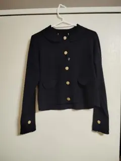 ネイビー 襟付きカーディガン Mサイズ