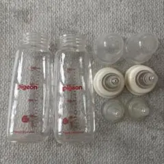【美品】Pigeon 哺乳瓶 スリムタイプ 200ml 2本 乳首4個セット
