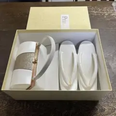 ホワイト 和装用バッグと草履セット