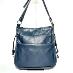 0347 Kitamura キタムラ ショルダーバッグ ネイビー レザー