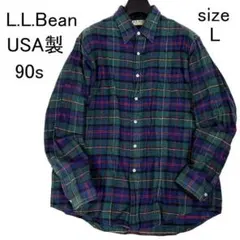 90s USA製 L.L.Bean フランネルシャツ L ネルシャツ