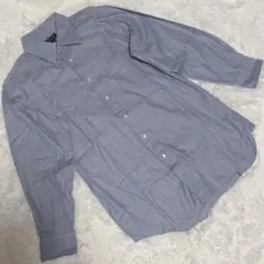 LANVIN ランバン 細ストライプ 長袖シャツ 綿100 青白 メンズ40