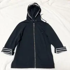 Tommy Hilfiger 黒パーカー フード付き　L 5分袖