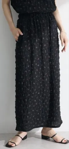 SUGAR SPOON コバナレースフリルナロースカート　ブラック