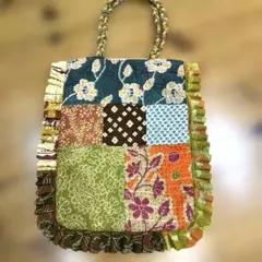 ピープルツリー リサイクルサリーショルダーバック パッチワークデザイン