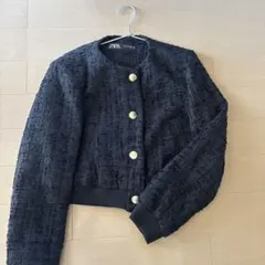 ノーカラー ツイード