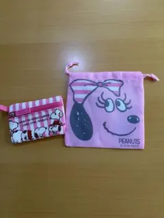 スヌーピー オラフ　アンディ　仲間たち　ミニポーチ　& ベル　巾着袋セット