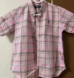 【美品】Ralph Lauren ポロシャツ 120 ピンク系チェック