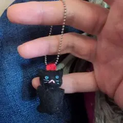 超ミニミニ！フィンガーサイズフェルト製ぬいぐるみキーホルダー【黒猫】