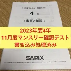 ㉓ま サピックス SAPIX 4年 11月度マンスリー確認テスト
