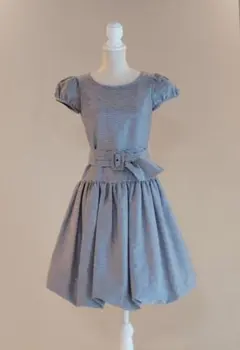 【美品】エムズグレイシー ボーダー柄 パフスリーブ ひざ丈ワンピース♡