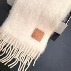 LOEWE　ロエベ　マフラー モヘア&ウール スカーフ ホワイト BOX付き