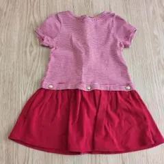 プチバトー ボーダー 赤 ワンピース 半袖 80