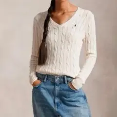 未使用級 現行タグ ポロラルフローレン コットン ケーブルニット アイボリー