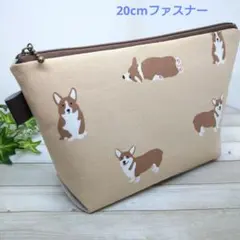 ファスナーポーチ 化粧ポーチ コーギー柄 犬