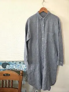 無印良品　洗いざらしリネンシャツワンピース　L